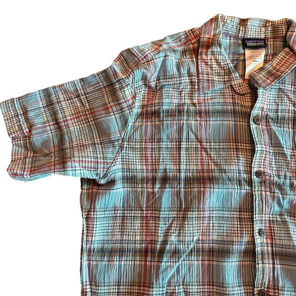 Patagonia Blue Organic Cotton Button Down Mens Shirt Size L - Picture 5 of 12